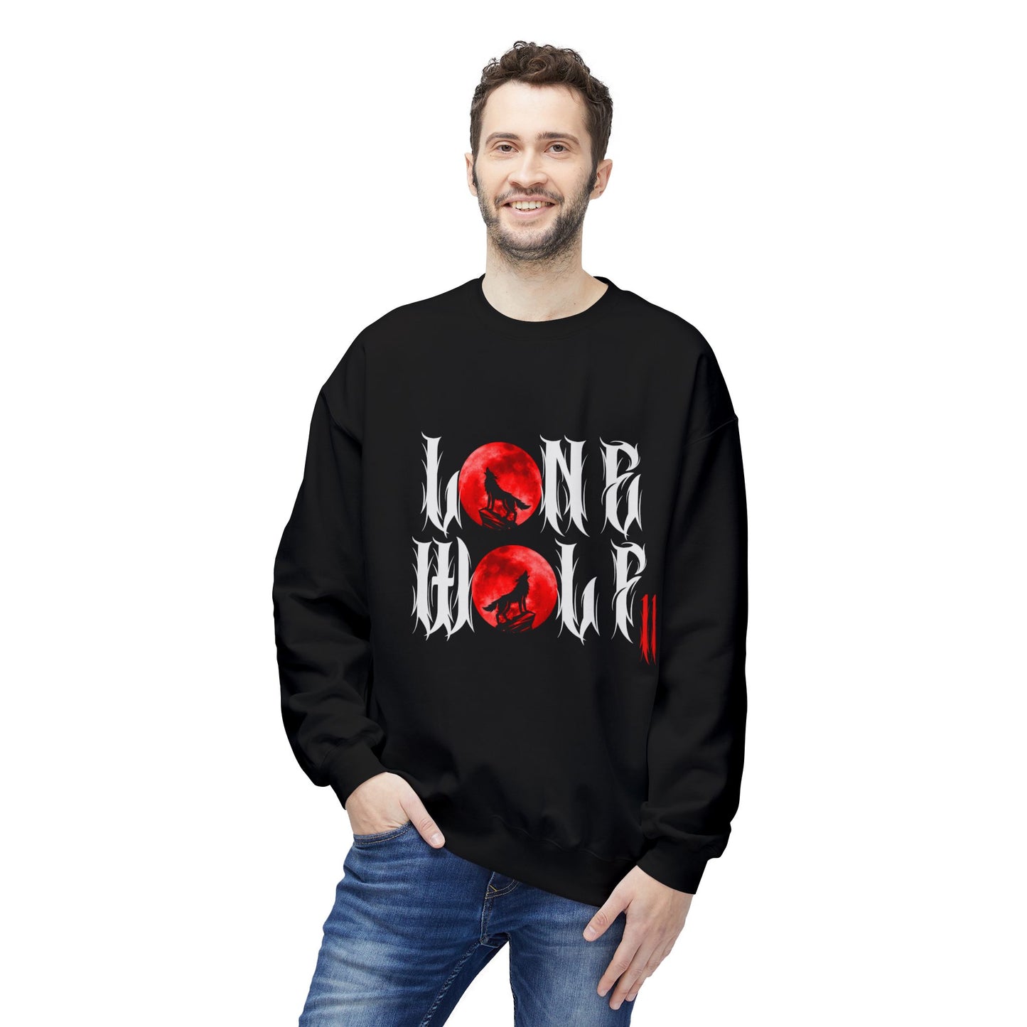 Lone Wolf Fleece Crewneck Sweatshirt, Cozy Unisex Hoodie, Gift for Nature Lovers, Casual Wear, Perfect for Halloween