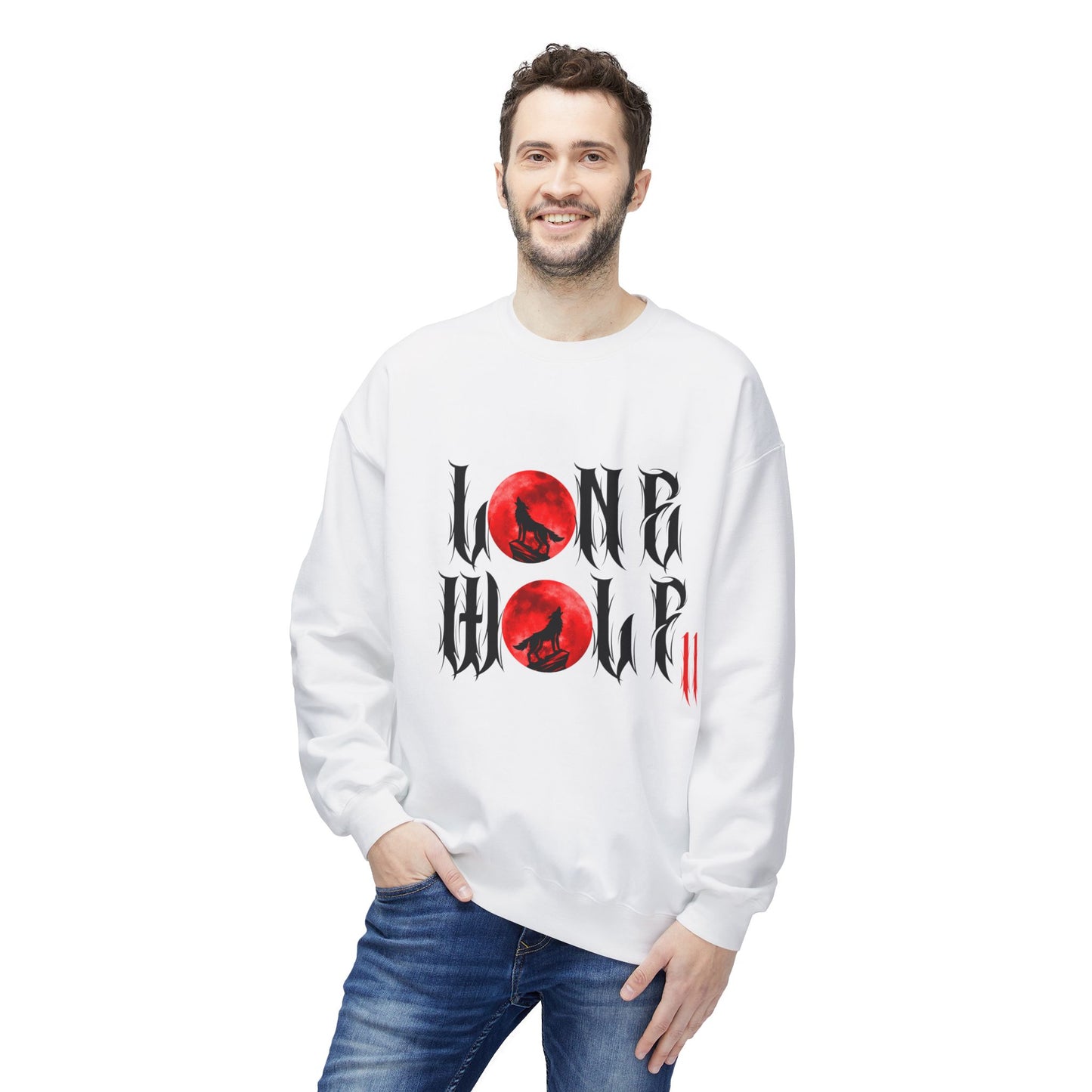 Lone Wolf Fleece Crewneck Sweatshirt, Cozy Unisex Hoodie, Gift for Nature Lovers, Casual Wear, Perfect for Halloween