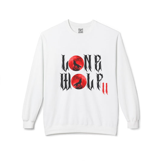 Lone Wolf Fleece Crewneck Sweatshirt, Cozy Unisex Hoodie, Gift for Nature Lovers, Casual Wear, Perfect for Halloween